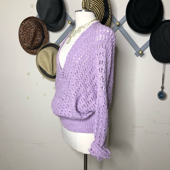 Free People Best of You lavender open knit v neck sweater - Picture 5 of 9